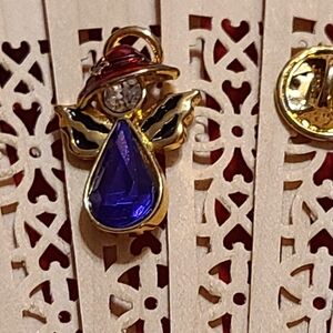 Unique Vintage Gold and Purple Angel Brooch